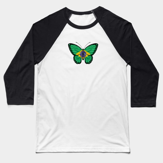Brazilian Flag Butterfly Baseball T-Shirt by jeffbartels